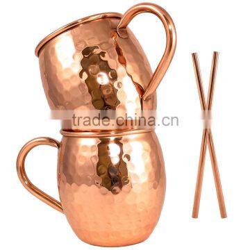 100% Authentic Set of 2 Pure Copper Beer Mug , Hammered Copper Mugs, Moscow Mule Copper Beer Mugs