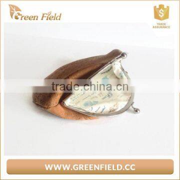 Vegan Leather Cork Coin Purse Keychain Coins Wallet photo-3