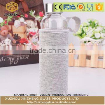 clear borosilicate glass Fruit Juice Water bottle with Sleeve
