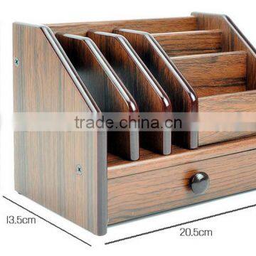 High Quality With Drawer Multi-Function Wood Pen Holder photo-5