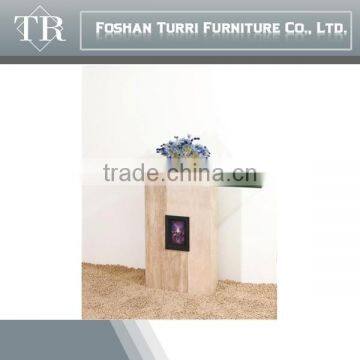 Modern white rectangle marble with glass top console table