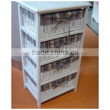 Tong Wood Living Room Display Shoe Cabinet With Wicker Drawer photo-2