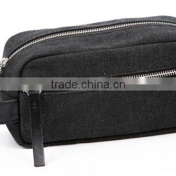Black Canvas Medium Travel Cosmetic Bag With Metal Zipper photo-2