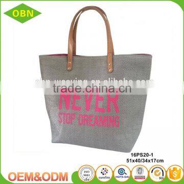 Wholesale China Direct Sale Promotional Custom Striped Paper Straw Tote Beach Bag photo-2