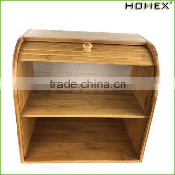 Bamboo large capacity double bread box Homex-BSCI