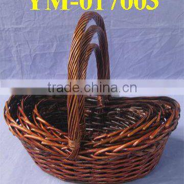 Boat Shaped Willow Basket With Handles