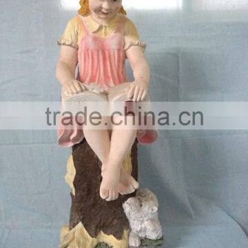 Garden decor reading girl fiberglass statue