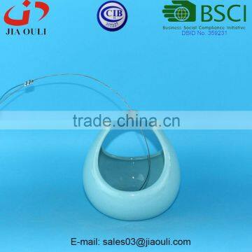 BSCI Audit Factory New Design Garden Decorations Ceramic Egg Basket, Hanging Ceramic Plant Pot photo-4