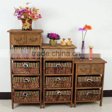 Shabby Chic Wooden Sotorage Wicker Caninet With 5 Drawers photo-5