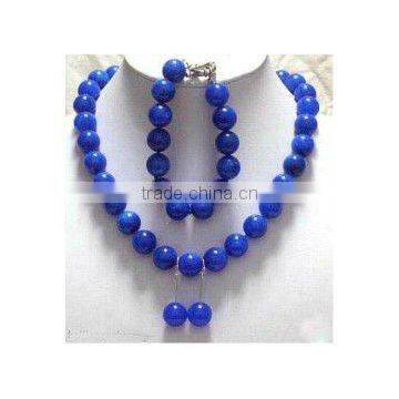 12mm blue lapis lazuli necklace bracelet and earring set