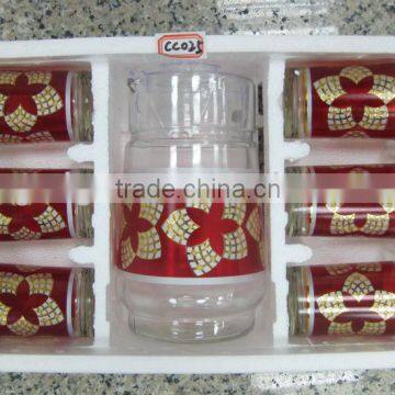 JK004 7pcs Glass Drinking Set With Deco photo-3