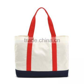 Large Capacity 16OZ Canvas Tote Bag With Two Red Handle,Cheap Canvas Shopping Bag With Handle photo-2