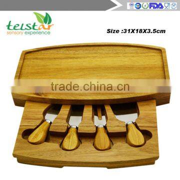 2016 Bamboo Cheese Board and Tools Set With Swivel Base