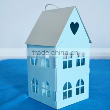 Fashion little house heart metal candle holder iron lantern home decoration Chirstmas decoration Farol de metal