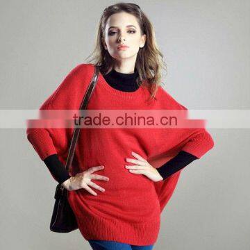 ladies fashion bat sleeve wool pullover sweater