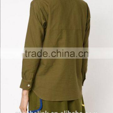New Arrival Khaki Patch Pocket Fancy Casual Shirt OEM Service photo-3