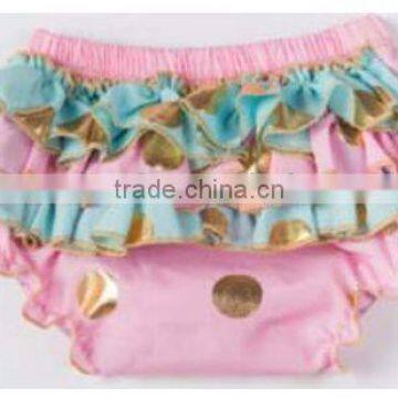 Chinese Product and Low Price Wholesale Gold Polka Dot Ruffle Baby Bloomer for 6months to 4years Baby Kids photo-4