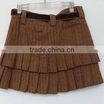 2016 Sexy Lady Coffee Yarn Dyed Ruffle Skirt for Summer