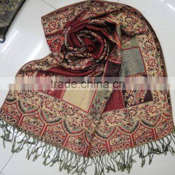 New Popular Russian Jacquard Classic Viscose Polyester Paisley Floral Pashmina Scarf for Lady photo-2