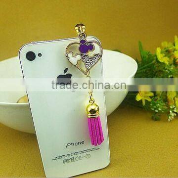 Innovative Dust Plug Fashion Heart Design Dustproof Jewelry With Tassels photo-2