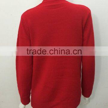 Stock Women Christmas Longline Crewneck Red Knitwear Sweatshirt Knitted Top Long Sleeve Wholesale Bulk photo-3