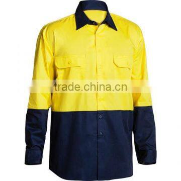 Custom Reflective Work Shirts High Quality Workwear Drill Spliced Work Shirt With 3MTape photo-2