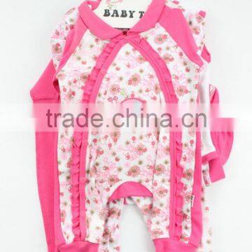 Wholesale Knitted 100% Cotton Pink Color 10Pcs New Born Baby Clothing Set With Hanger Package 10TB1-32