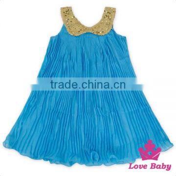 48BQA131 Fancy Kids Sequin Collar With Ruffle Dress Cute Frock Designs For Small Girls