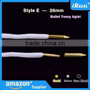 Customized Yeezy Shoelaces Metal Bullet Aglets - Gold&Silver&Gun Black Metal Tips - Bullet Shape Gold Metal Aglets photo-2