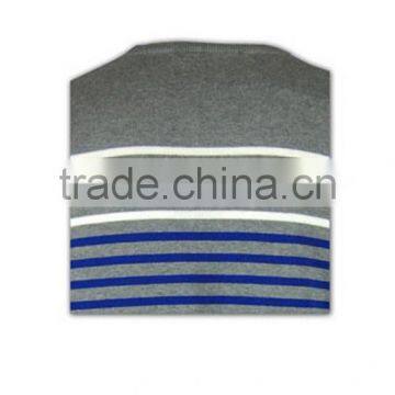 ISO9001/BSCI Manufature Blue V-neck Striped Design Wool Sweater
