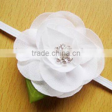 New Born Baby Girl Headband, Small Chiffon Flower Baby Headband photo-6