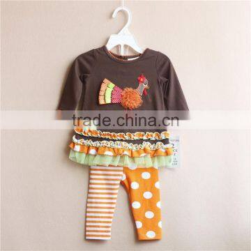 Wholesale Thanksgiving Turkey Long Sleeves Cotton Baby Clothes Set