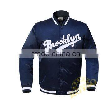 Wholesale Nylon Satin Silk Blank Custom Winter Varsity Bomber Men Jackets Wears Women Wholesale photo-2