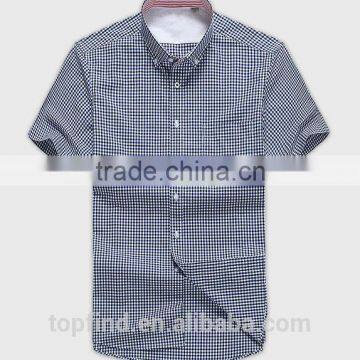 custom style cotton no pocket short sleeve plaids & check men shirt