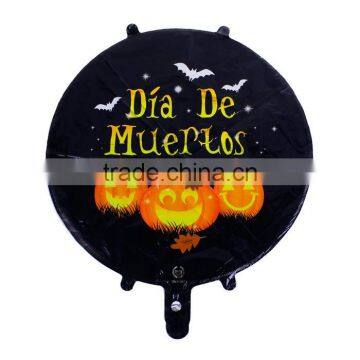 Aluminium Foil Balloon Halloween Pumpkin Black Orange Message " Dia De Muertos " Balloons Foil