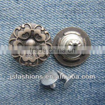 High quality new flower shape alloy shank jeans button with competitive price