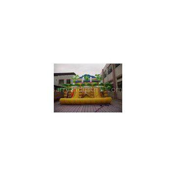 Yellow Commercial Inflatable Slide , Inflatable Stair Slide With Two Slide Way