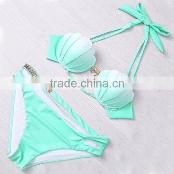 Sea-maid Tapered Shell Sequins DecorationTwo Pieces Sexy Swimsuit