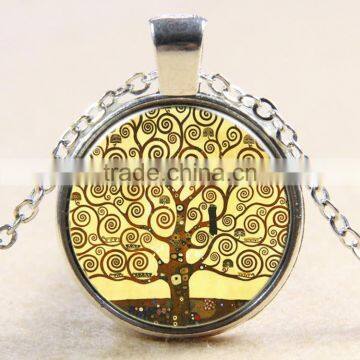 XP-TGN-LT-156 2017 New Design Mandala Dome Cabochon Tree Life Gemstone Charm Diy Image Time Necklace For Ladies photo-2