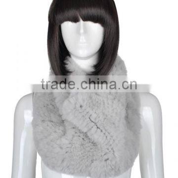 YR058 Knitted Snood Scarf Ladies Rex Rabbit Fur Ring Muffler