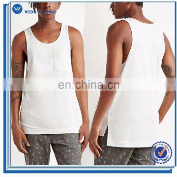 Wholesale Lightweight Vented-Hem Pocket Singlet Cool Vests Fitness Mens Tank Top