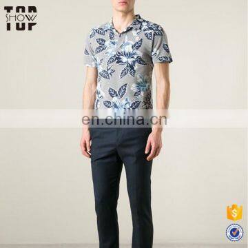 OEM factory outlet short sleeve mens custom printed hawaiian polo shirt