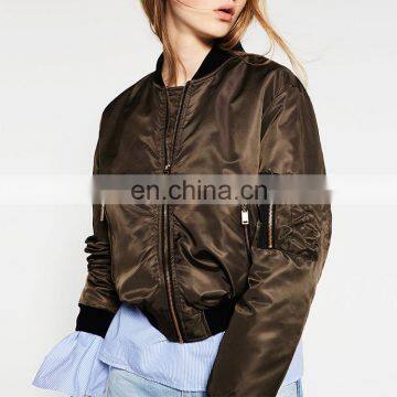 Ladies fashion clothing custom lady bomber jacket wholesale