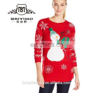 2016 Baiyimo Women's Long Sleeve Crew Neck Snowman Ugly Christmas Sweater