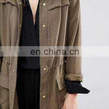 Hot Sale Fashion Ladies Long Dust Wind Coat Manufacture photo-4