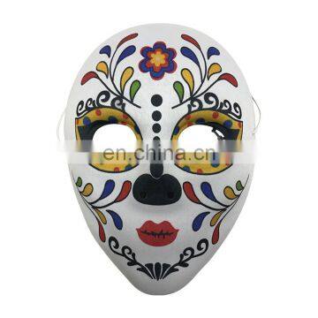 White EVA Mask Covered with Fabric with Flower Decoration for Halloween, Carnival and Party