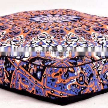 Indian 100% Cotton Paisley Mandala Pet Bedding Cotton Cushion Cover Dog Bed Pillow Case Square Ottoman Poufs Floor Pillow