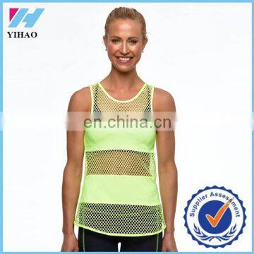 Trade Assurance Yihao 2015 Womens Custom Gym Wear Mesh Panelled Sport Singlet Tank Top Tops