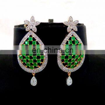 Party Wear CZ Earring - American Diamond CZ Earring - Wholesale Fashion Wear CZ Earring - Bollywood Style Earring