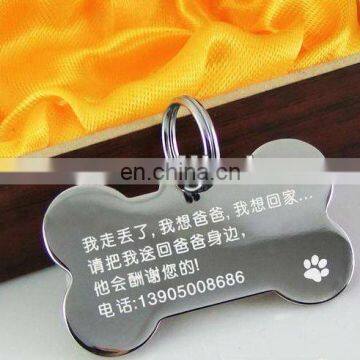 fashion bone shape metal blank zinc alloy dog tag